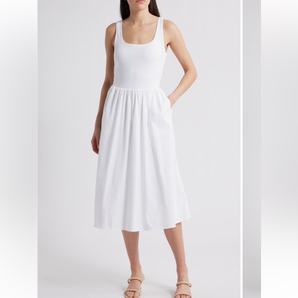 SPANX NEW Spanxsmooth jersey mixed media midi dress - Picture 1 of 9